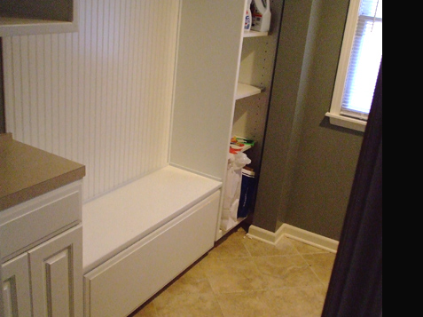 Laundry Custom Cabinets with Mud Bench